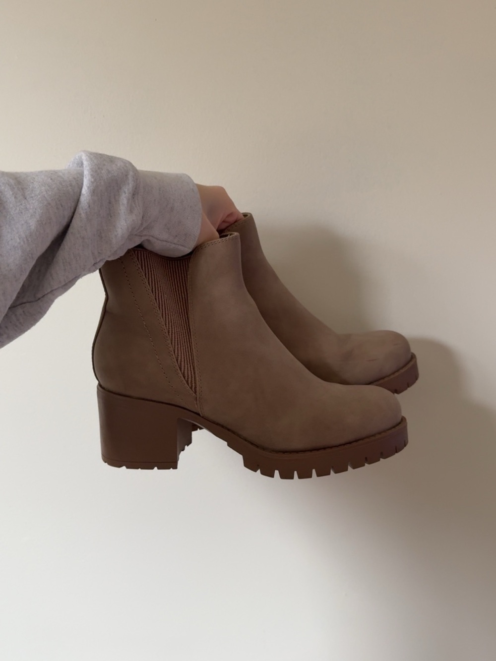 MIA Taupe Chunky Lug Chelsea Booties